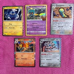 5 Pokemon Trading Cards Set - all are Holo/Reverse Holo and Rare